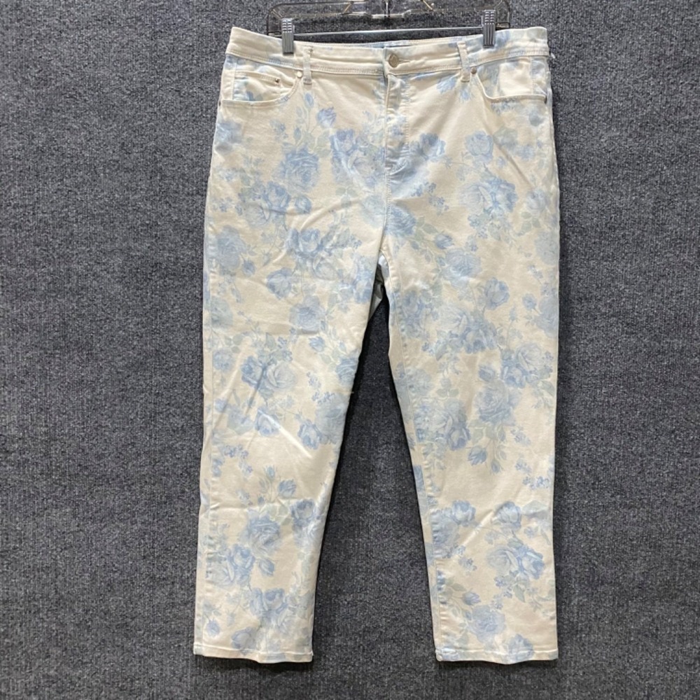 Chico's Jeans So Slimming Crop Womens Size 25 White Floral Rayon Stretch